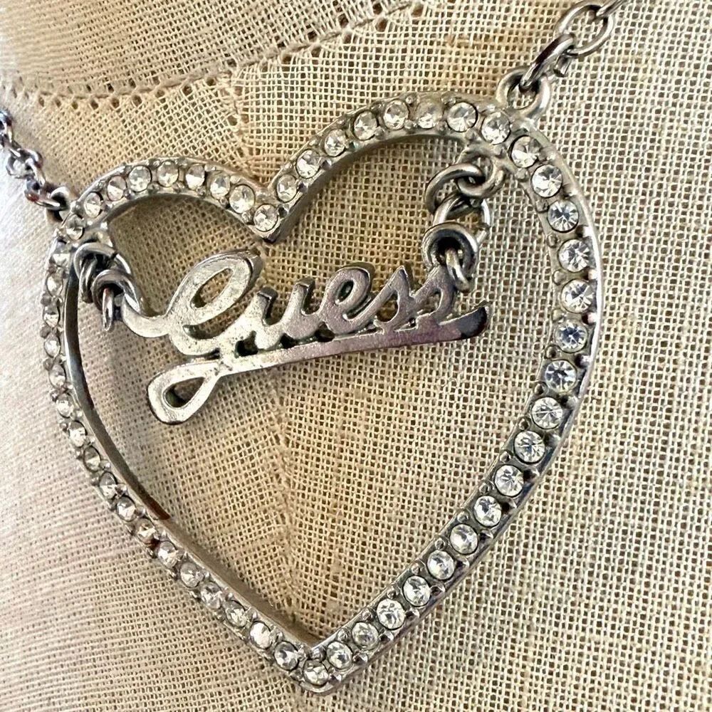 GUESS Rhinestone Open Heart Necklace - Picture 2 of 8